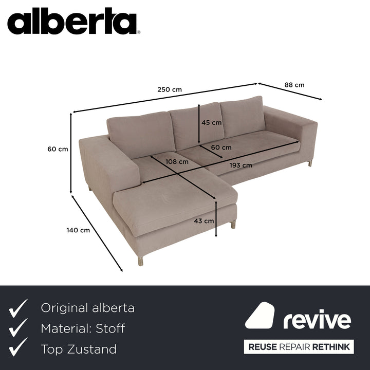 Alberta Summer Stoff Ecksofa Hell Beige Récamière links Sofa Couch