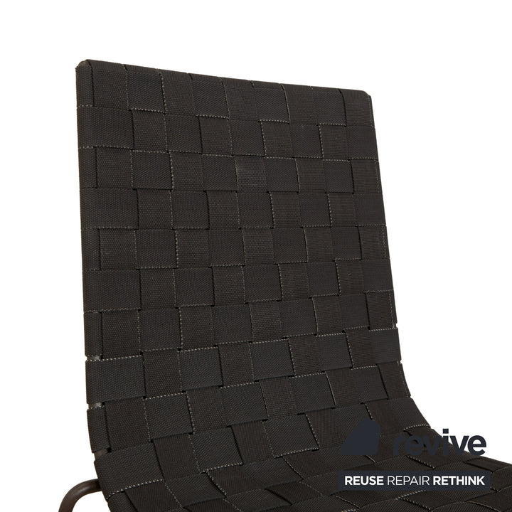Andreu World Trenza Metall Stuhl Hocker Dunkelgrau Anthrazit Braun Geflecht