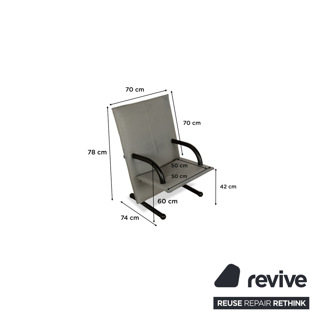 Arflex T-Line 4x Sessel Leder Grau Schwarz