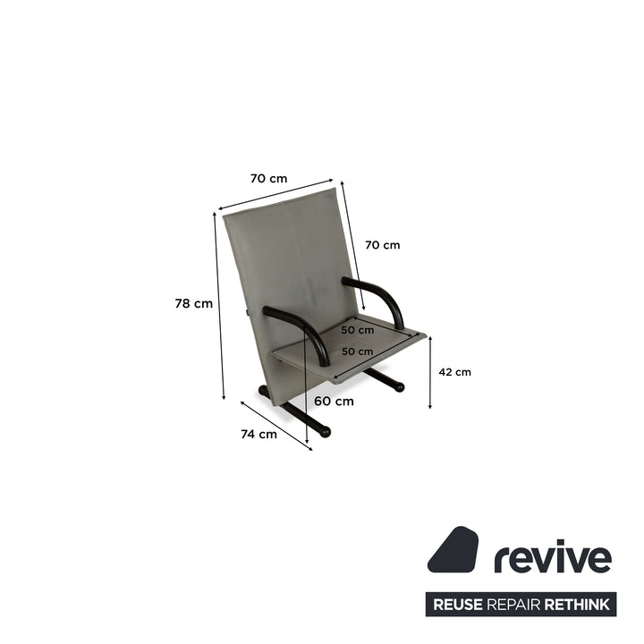 Arflex T-Line Leder Sessel Grau Schwarz