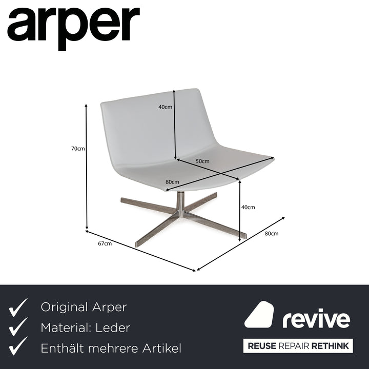 Arper Catifa 80 Leder Sessel-Garnitur Blau Blaugrau Hellblau Drehfunktion Set