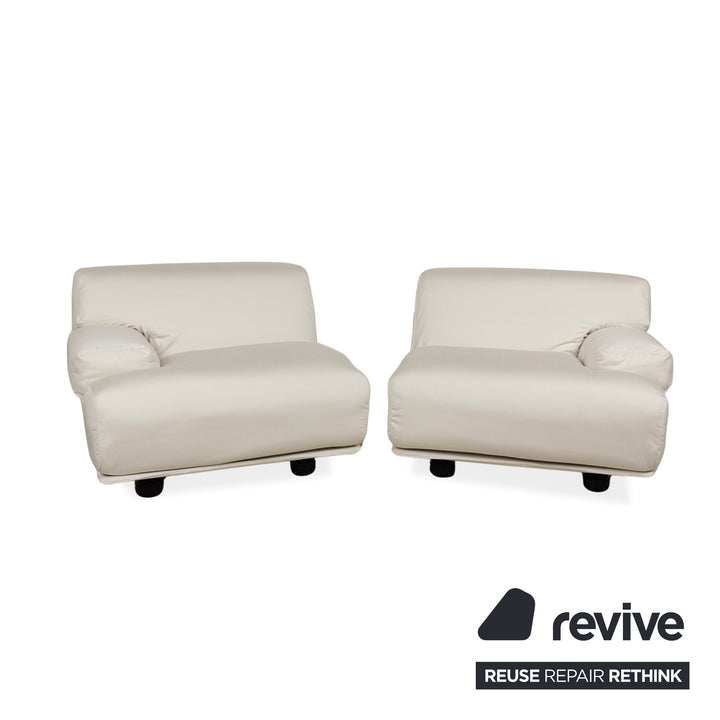 Cassina Fiandra Stoff Zweisitzer Creme Weiß Sofa Sessel Couch Neubezug