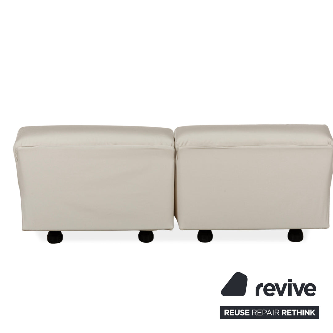 Cassina Fiandra Stoff Zweisitzer Creme Weiß Sofa Sessel Couch Neubezug
