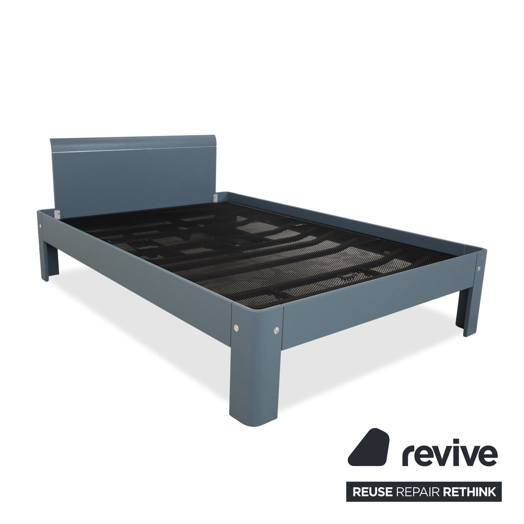 Auping Auronde 1500 Wooden Bed Blue Grey Side Table