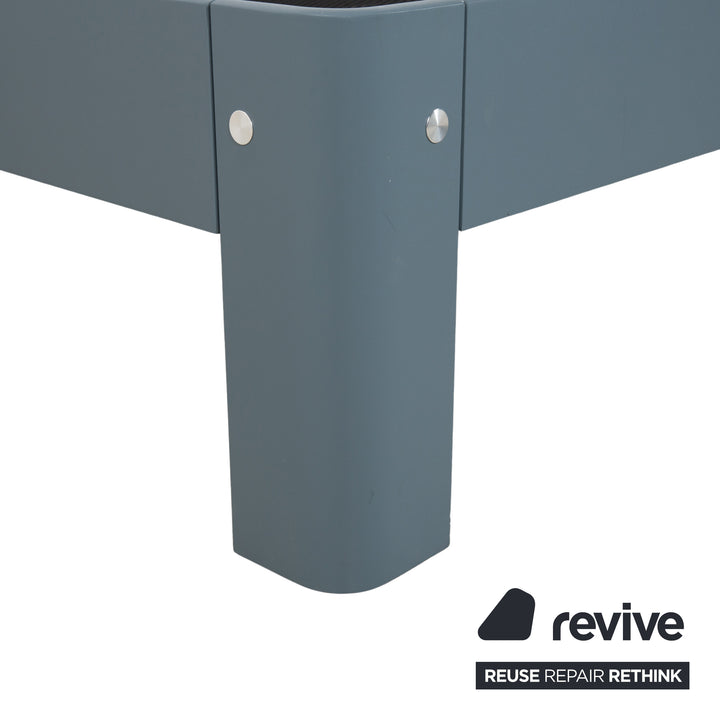 Auping Auronde 1500 Wooden Bed Blue Grey Side Table