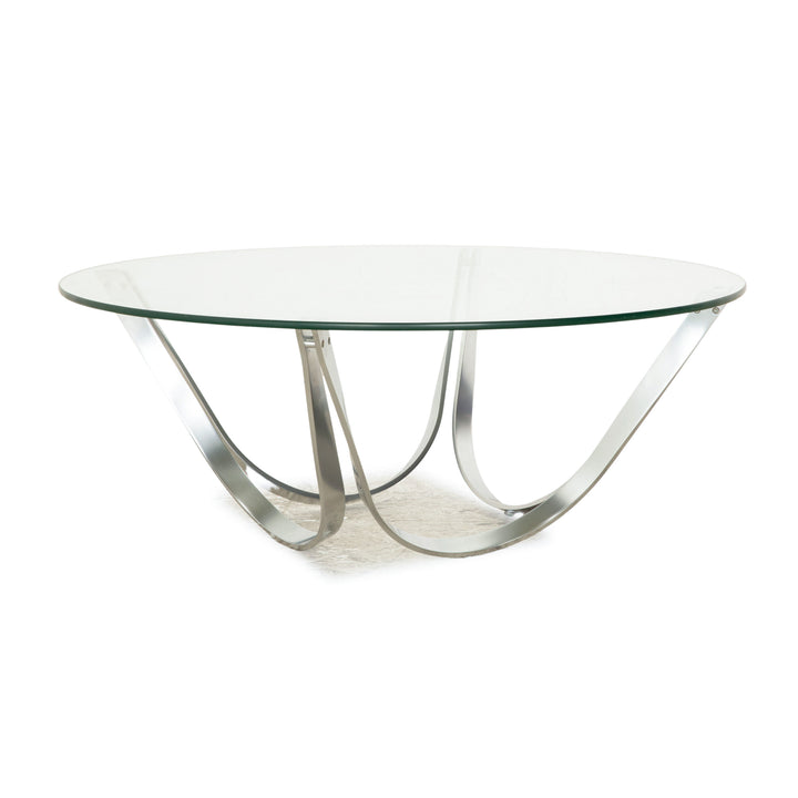 Bacher Modell 2075 Glas Couchtisch Silber