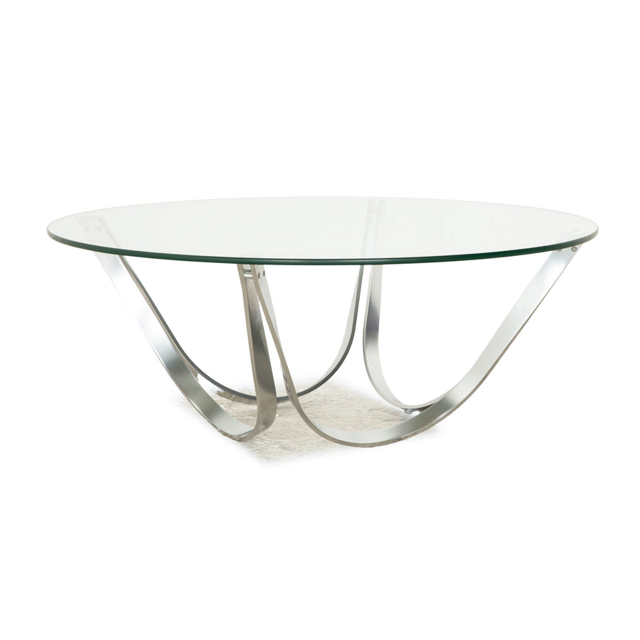 Bacher Modell 2075 Glas Couchtisch Silber