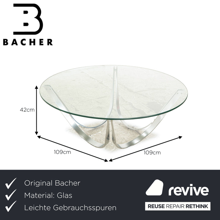 Bacher Modell 2075 Glas Couchtisch Silber