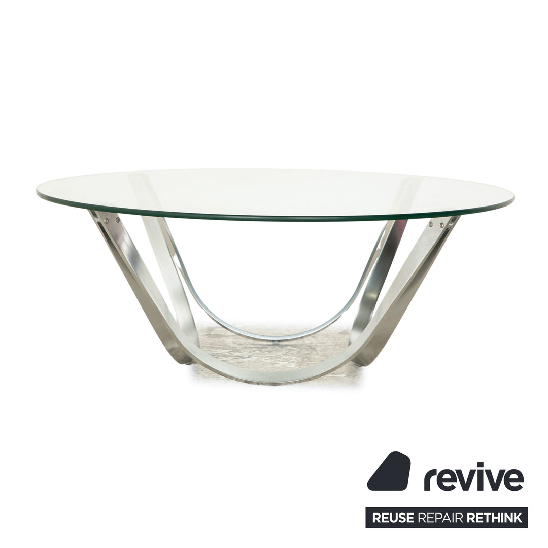 Bacher Modell 2075 Glas Couchtisch Silber