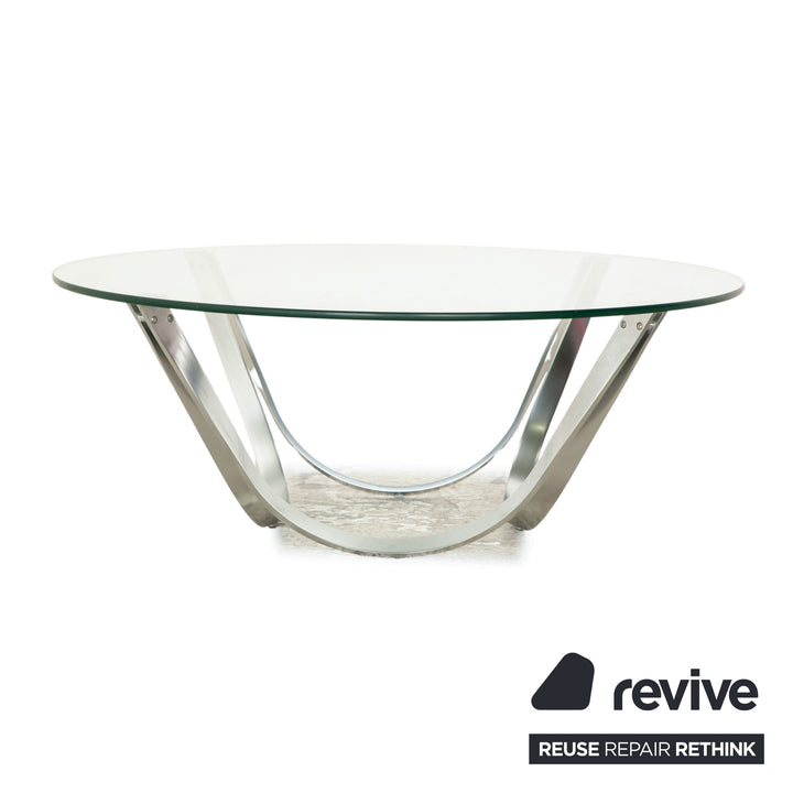 Bacher Modell 2075 Glas Couchtisch Silber