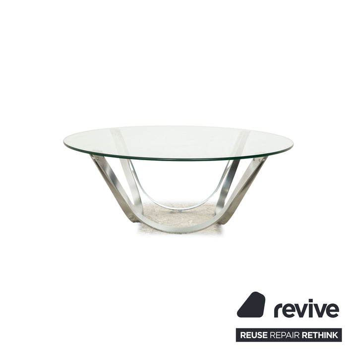 Bacher Modell 2075 Glas Couchtisch Silber