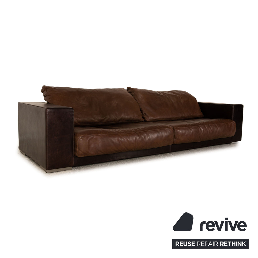 Baxter Budapest Leder Viersitzer Braun Sofa Couch