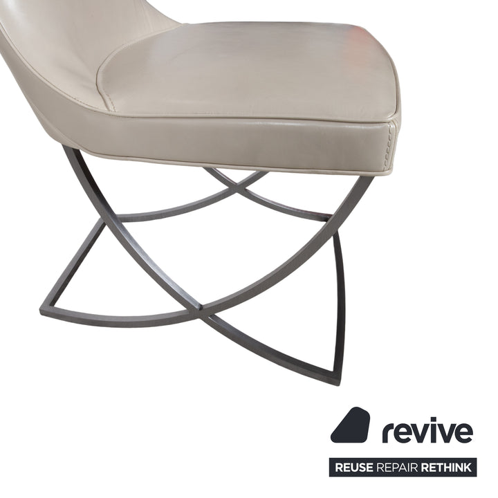 Baxter Gilbert Set 8 Chairs Leather Table White Beige Cream White Stainless Steel Dining Room Oval