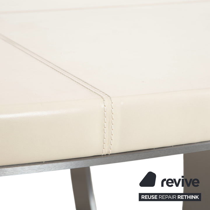 Table à manger ovale en cuir Baxter Gilbert, beige crème blanc