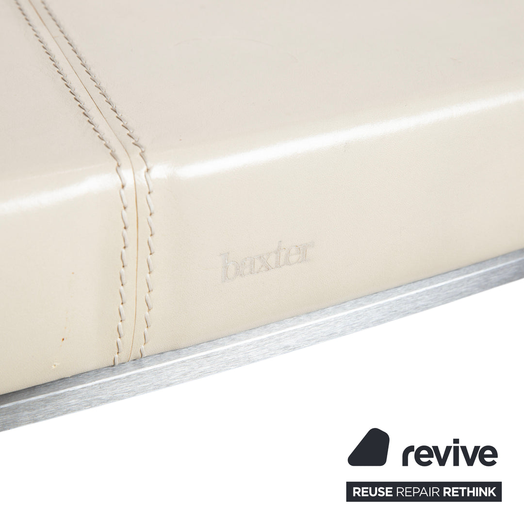 Table à manger ovale en cuir Baxter Gilbert, beige crème blanc
