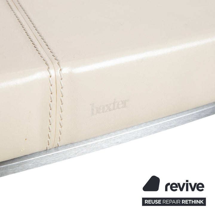 Table à manger ovale en cuir Baxter Gilbert, beige crème blanc