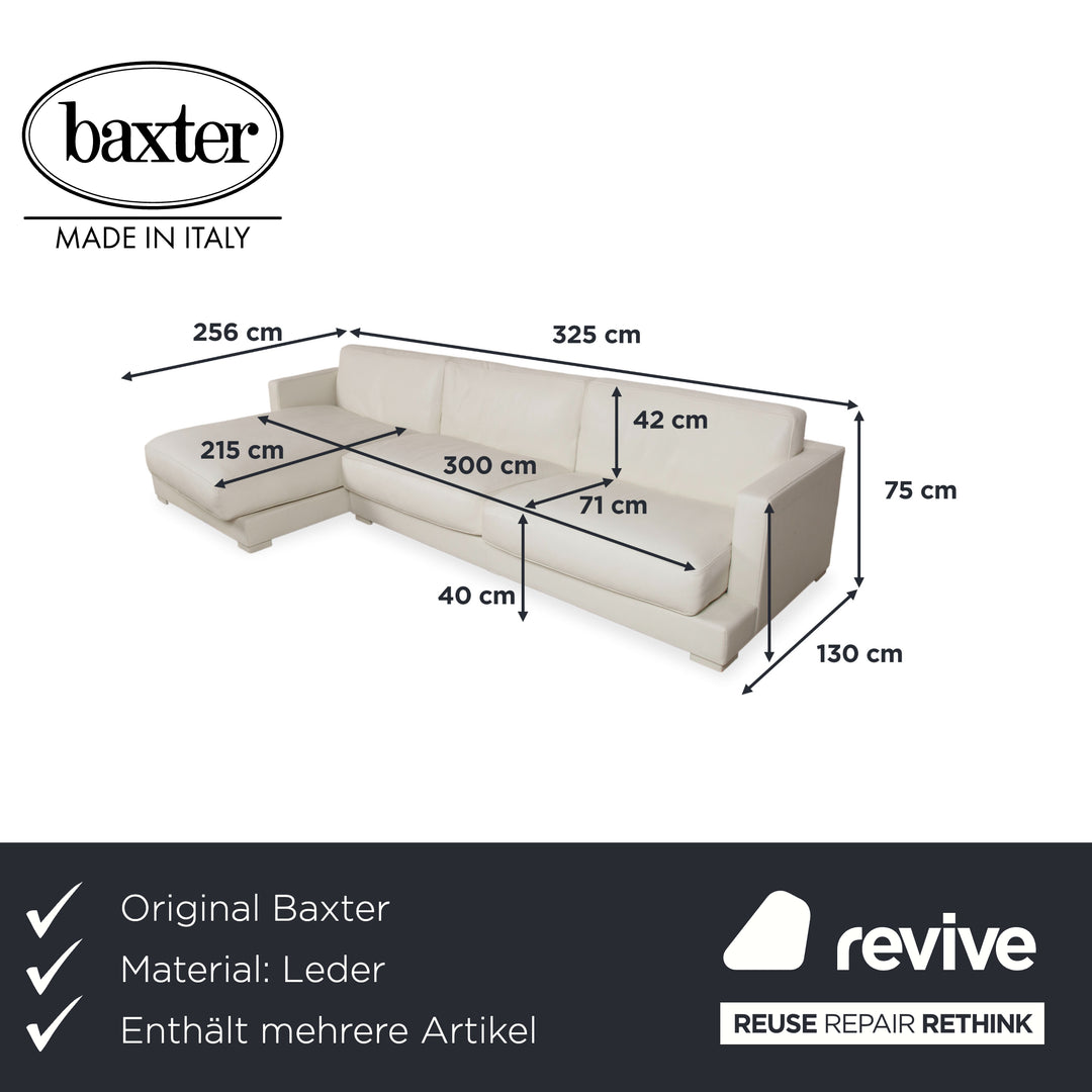 Baxter Leder Garnitur Ecksofa Hocker Weiß Creme Sofa Couch