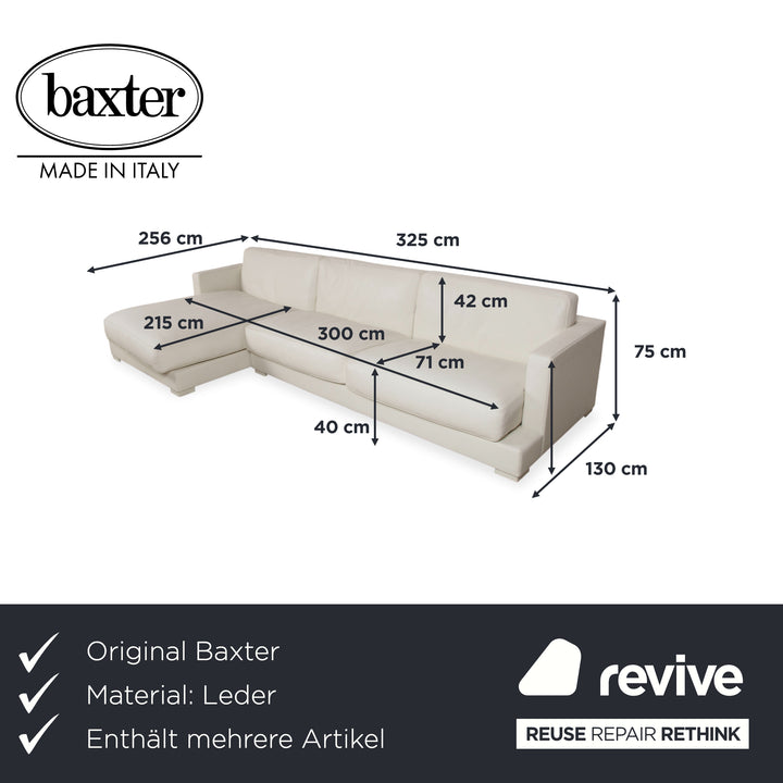 Baxter Leder Garnitur Ecksofa Hocker Weiß Creme Sofa Couch