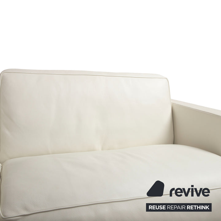 Baxter Leder Garnitur Ecksofa Hocker Weiß Creme Sofa Couch