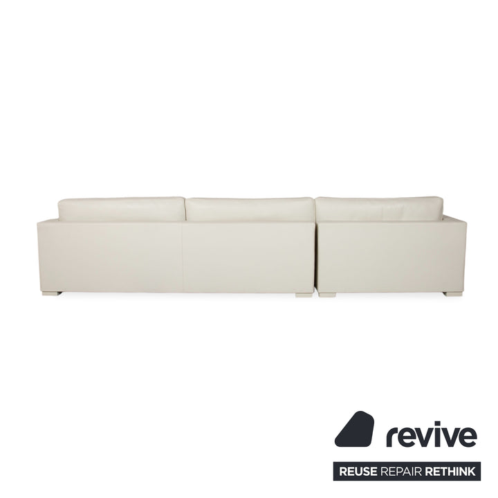 Baxter Leder Garnitur Ecksofa Hocker Weiß Creme Sofa Couch