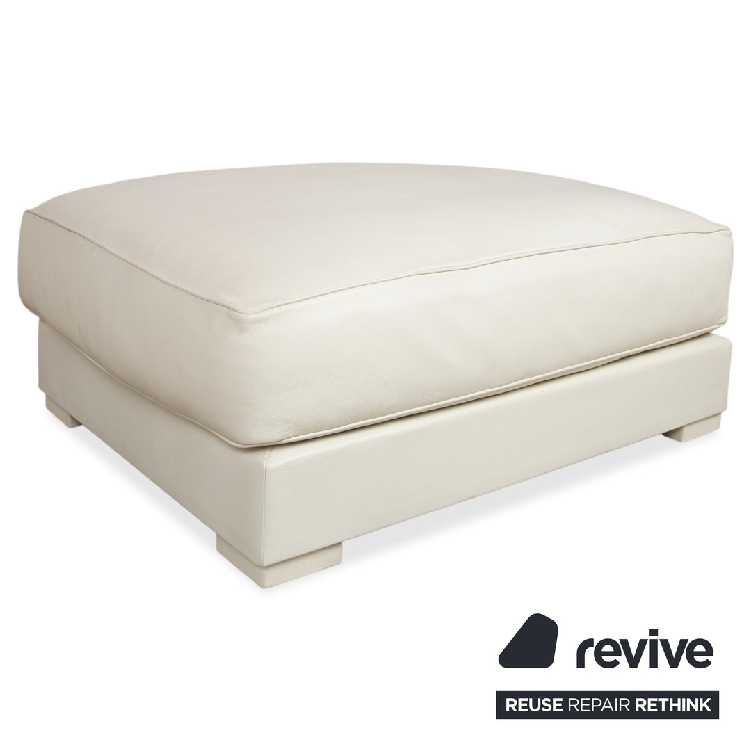 Baxter Leder Garnitur Ecksofa Hocker Weiß Creme Sofa Couch