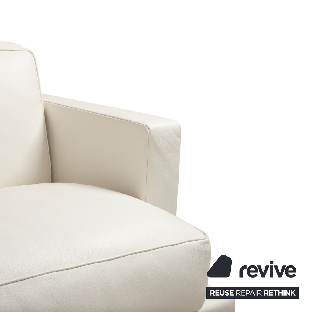 Baxter Leder Garnitur Ecksofa Hocker Weiß Creme Sofa Couch