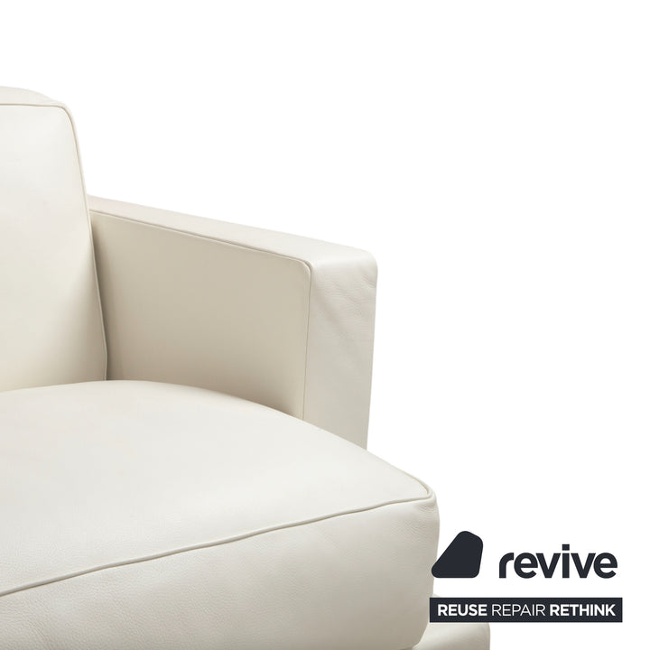 Baxter Leder Garnitur Ecksofa Hocker Weiß Creme Sofa Couch