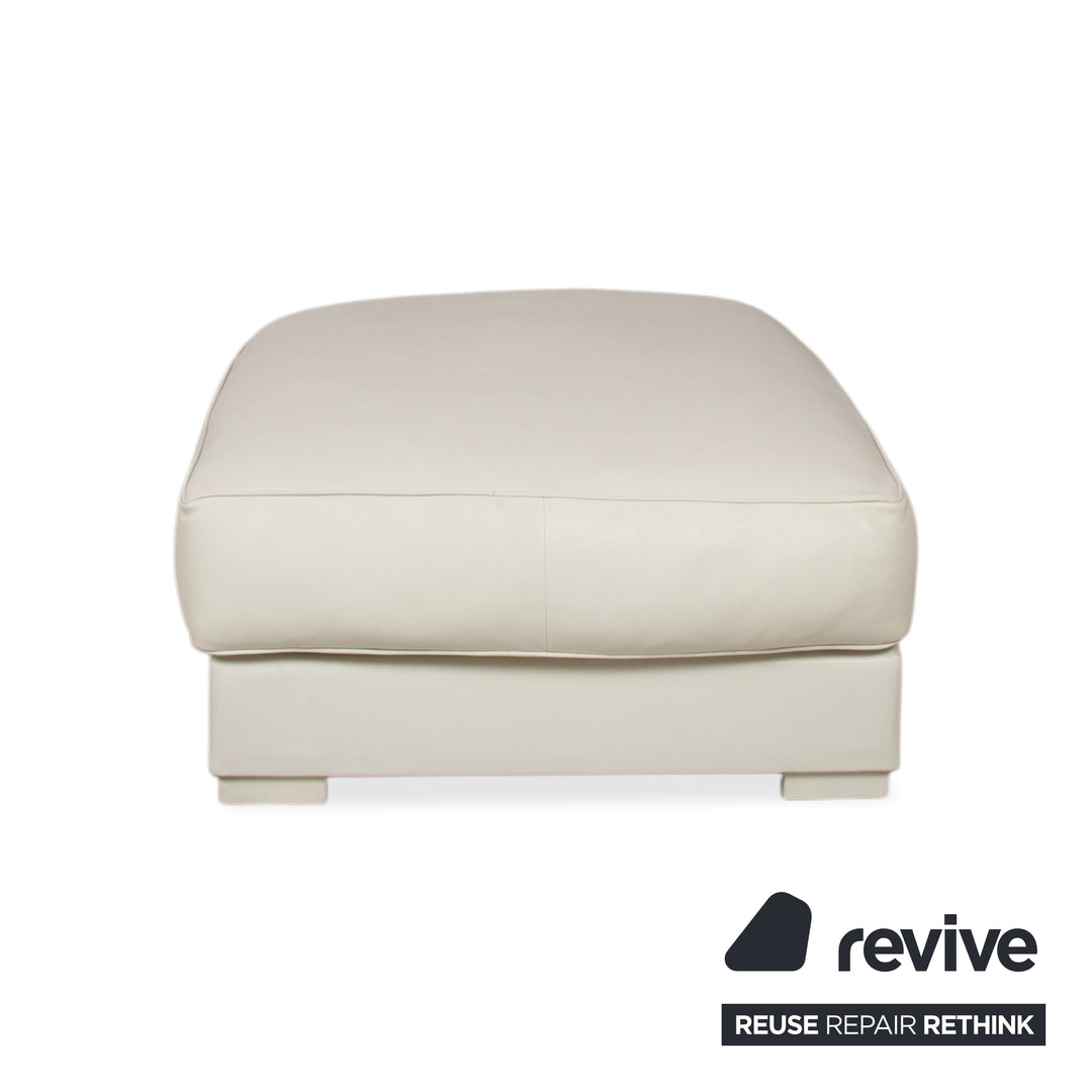 Baxter Leather Stool White Cream