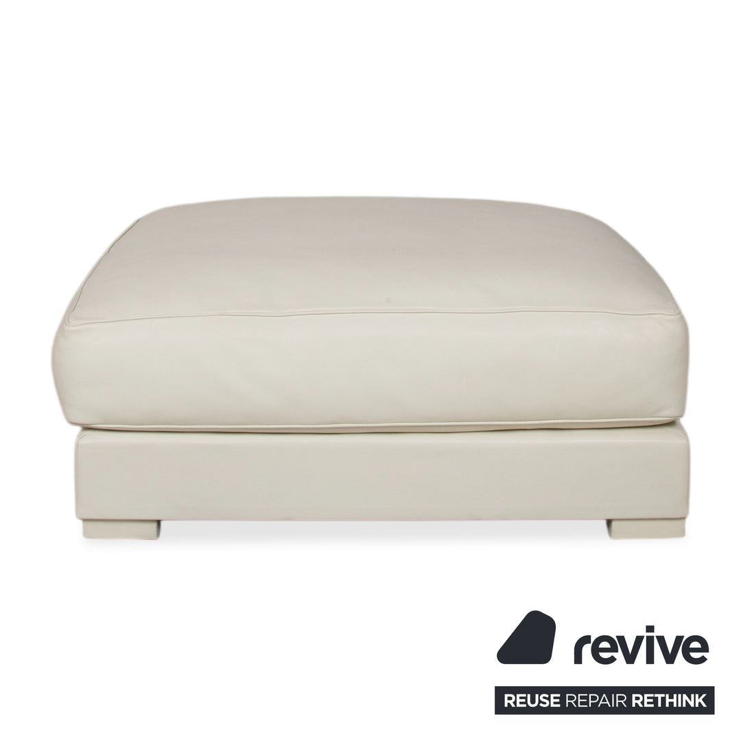Baxter Leather Stool White Cream
