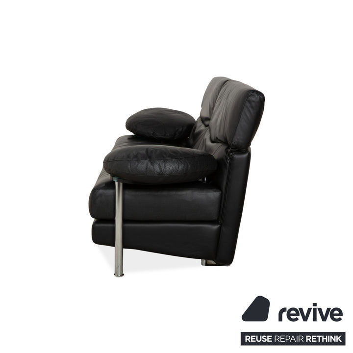 B&B Italia Arca Leder Dreisitzer Schwarz manuelle Funktion Sofa Couch