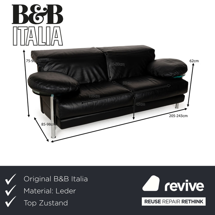 Canapé deux places en cuir noir Arca B&amp;B Italia avec fonction manuelle