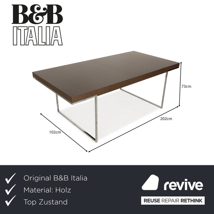 Table à manger vintage en bois marron foncé B&amp;B Italia par Paolo Piva 202 x 76 x 102 cm