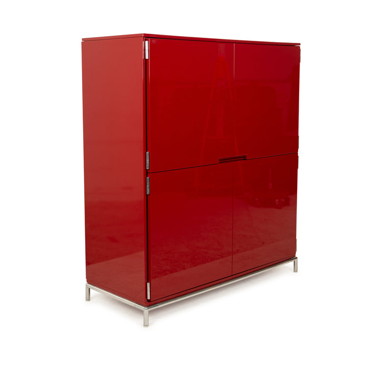 B&amp;B Italia wooden sideboard red high gloss 4 doors metal feet