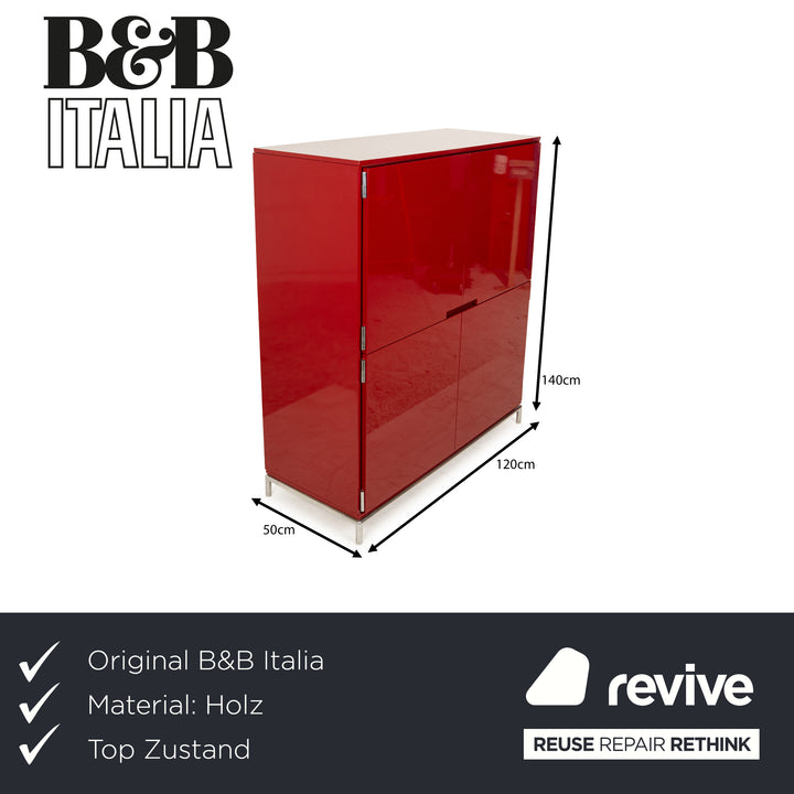 B&amp;B Italia wooden sideboard red high gloss 4 doors metal feet