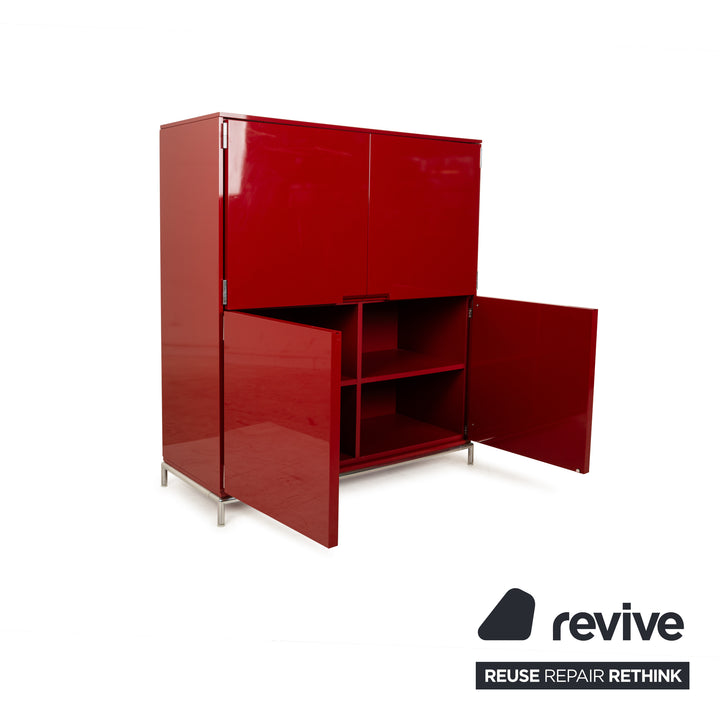 B&amp;B Italia wooden sideboard red high gloss 4 doors metal feet