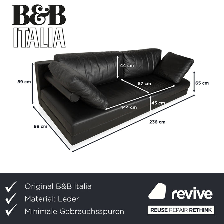 B&B Italia Leder Dreisitzer Schwarz Sofa Couch