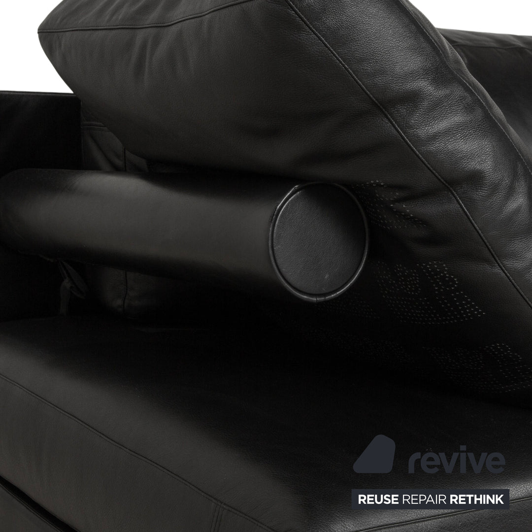B&B Italia Leder Dreisitzer Schwarz Sofa Couch