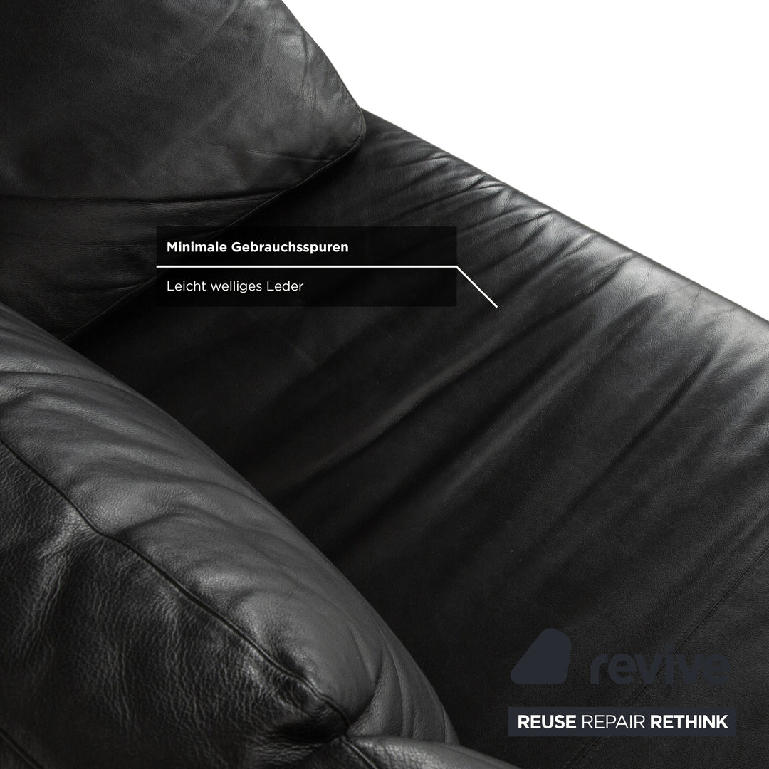 B&B Italia Leder Dreisitzer Schwarz Sofa Couch