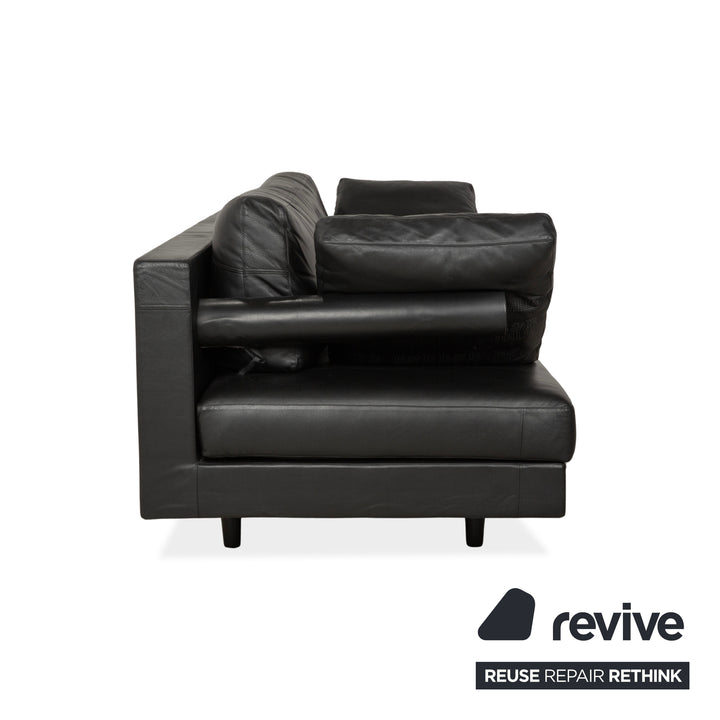 B&B Italia Leder Dreisitzer Schwarz Sofa Couch
