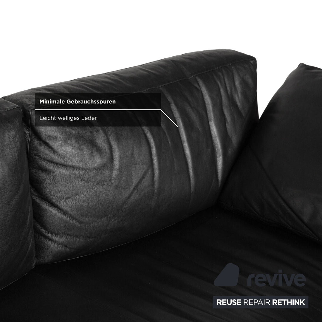 B&B Italia Leder Dreisitzer Schwarz Sofa Couch