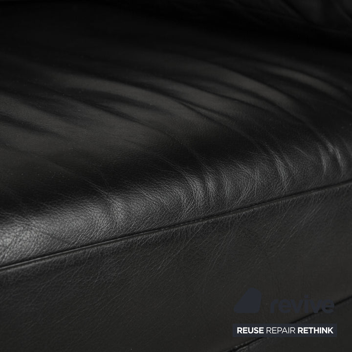 B&B Italia Leder Dreisitzer Schwarz Sofa Couch