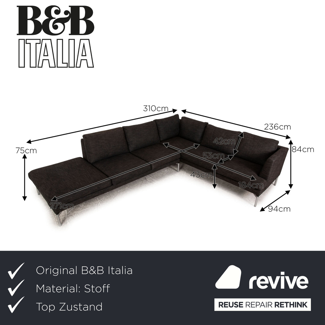 B&B Italia Stoff Ecksofa Grau Couch Recamiere links