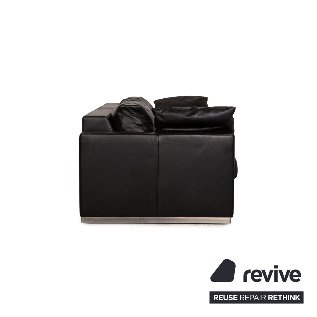 Bielefelder Werkstätten Canapé trois places en cuir noir Fonction canapé