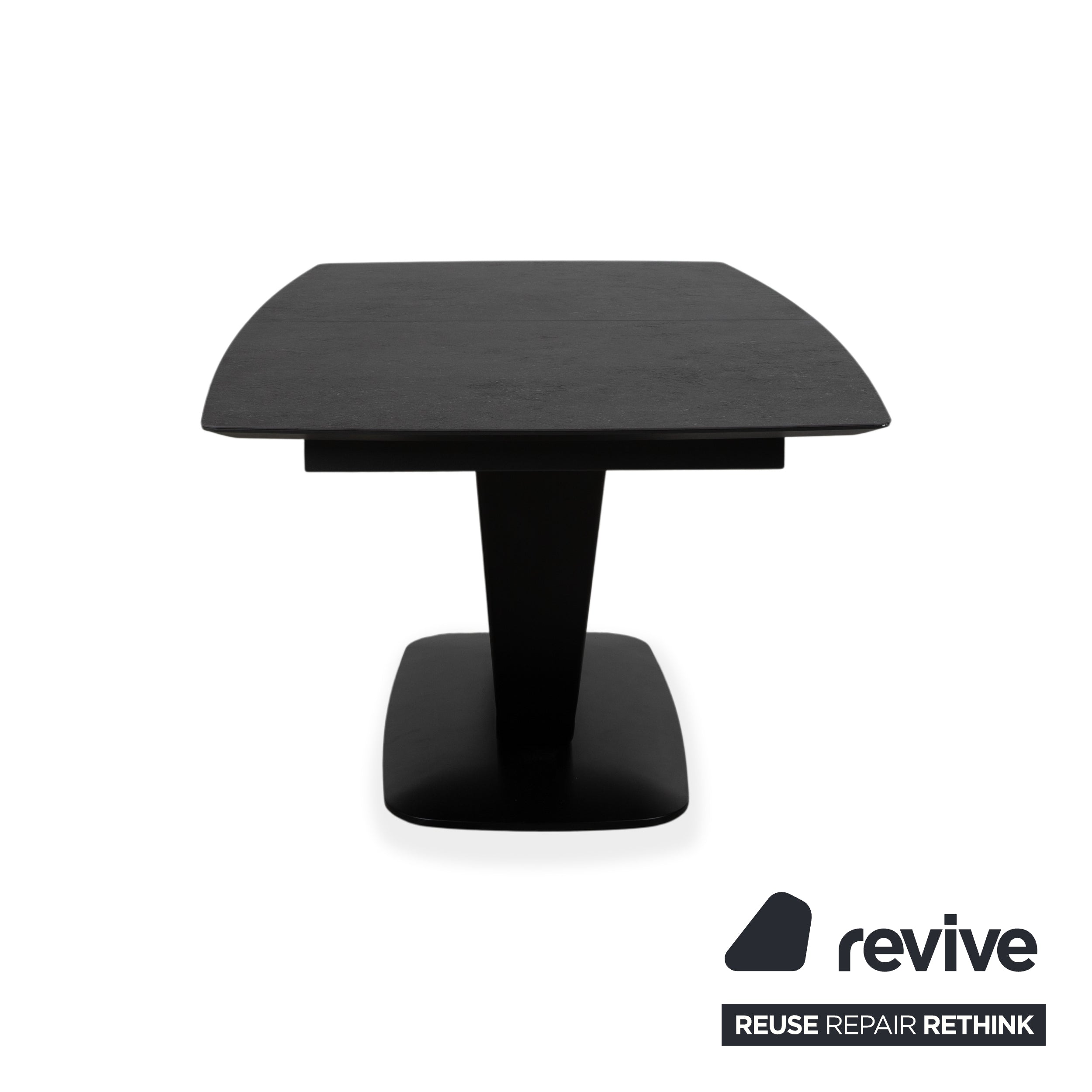 Table extensible BoConcept Alicante noire avec rallonge en grès gris foncé T076 fonction manuelle 183 x 100