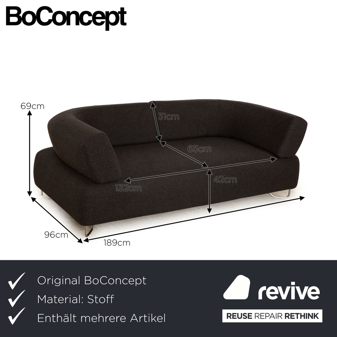 BoConcept Como Stoff Sofa Garnitur Grau Zweisitzer Hocker Sofa Couch