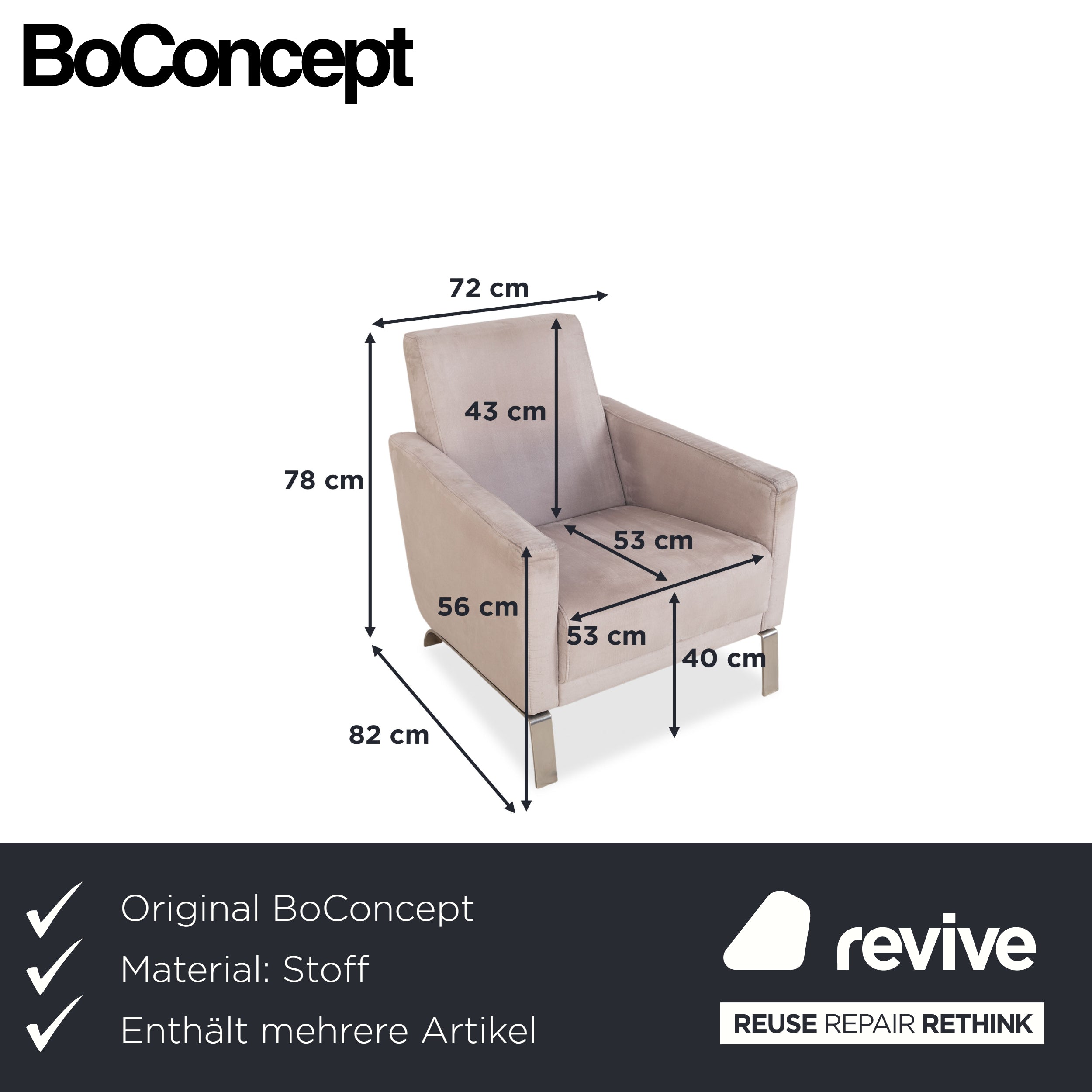 BoConcept Fly 2x fauteuil en tissu crème beige canapé