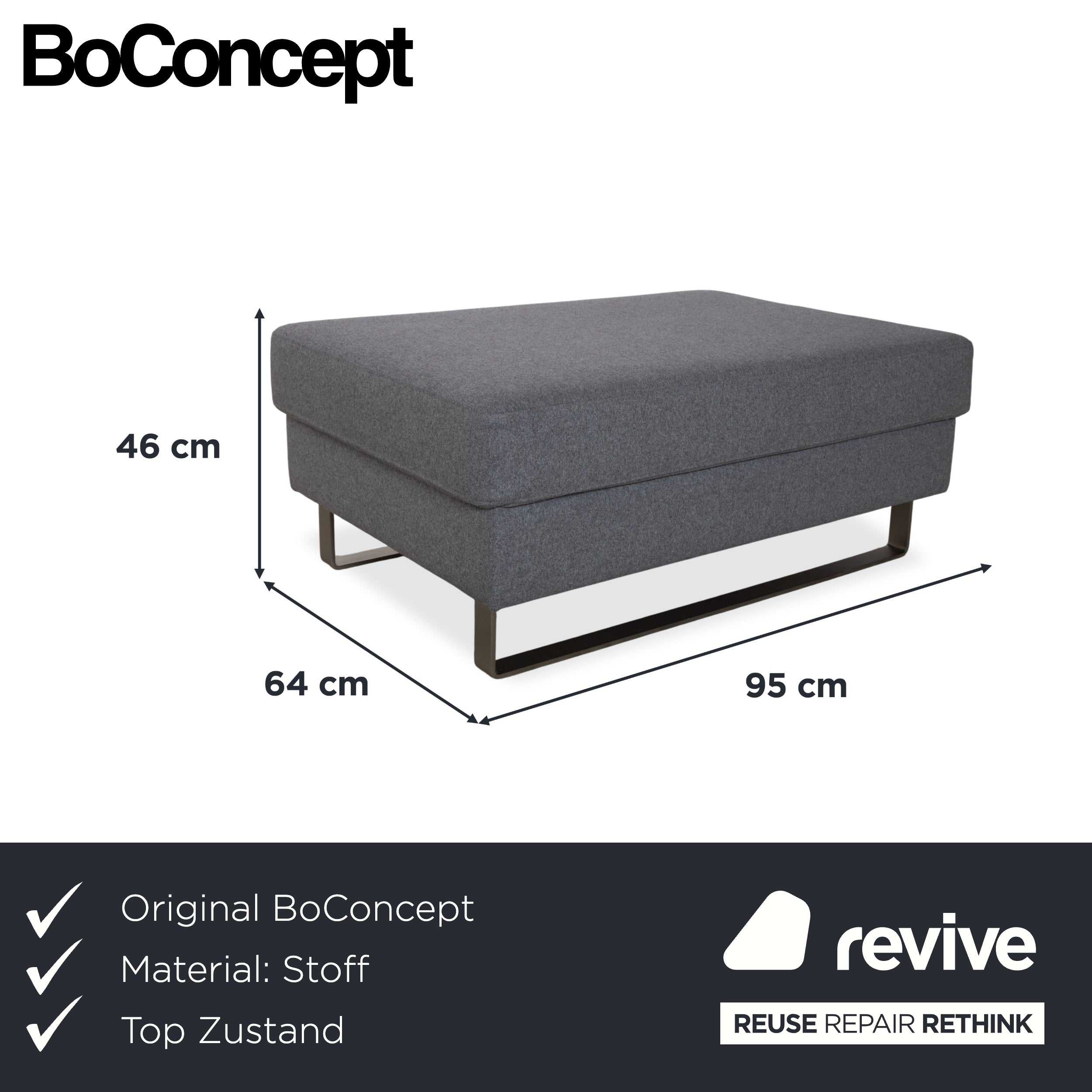 BoConcept Individi Tissu Gris Pouf
