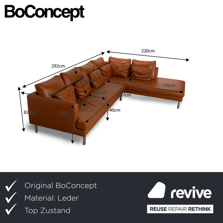 BoConcept Istra Leather Corner Sofa Brown Sofa Couch