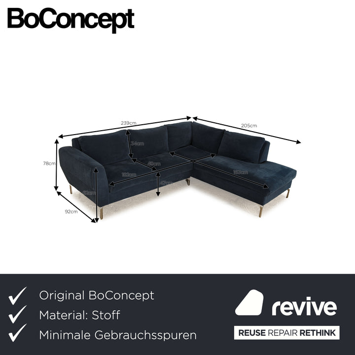 BoConcept Monaco Fabric Corner Sofa Blue Sofa Couch