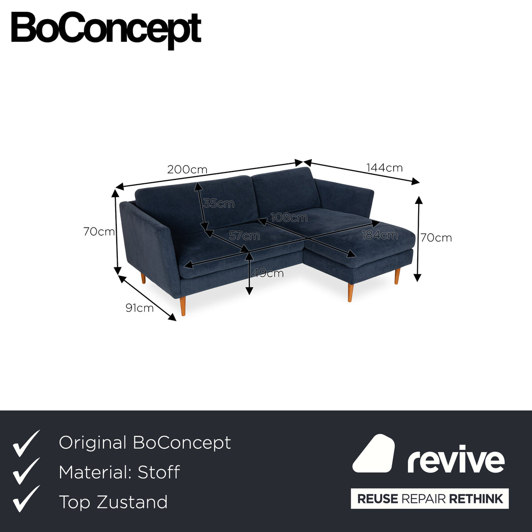 BoConcept Osaka Canapé d'angle en tissu bleu foncé Récamiere Canapé droit
